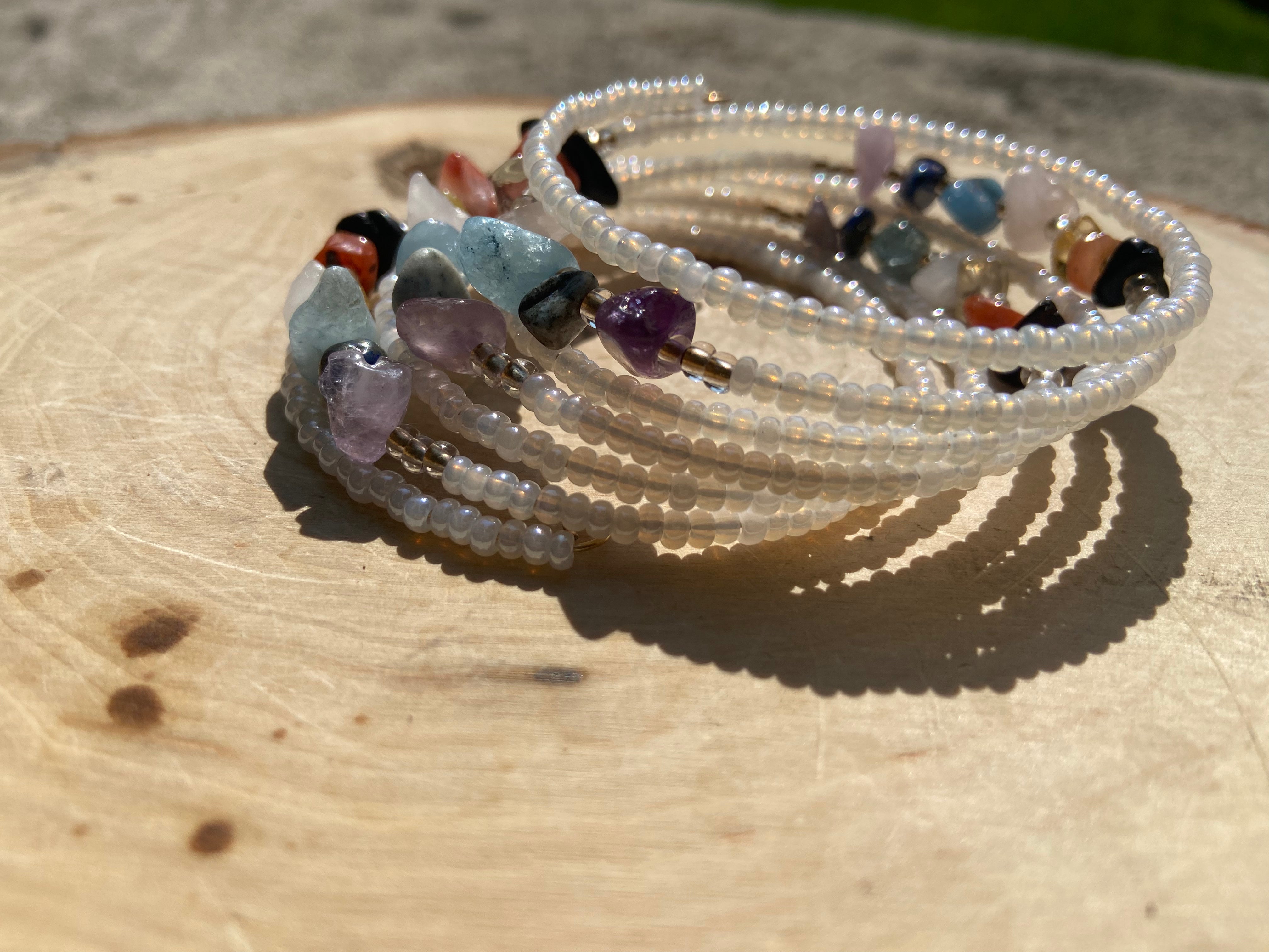 Sparkly Titanium Coated Spinel Wire Wrapped Bracelet with Bali Silver Accents Healing Chakra outlet Energy Work